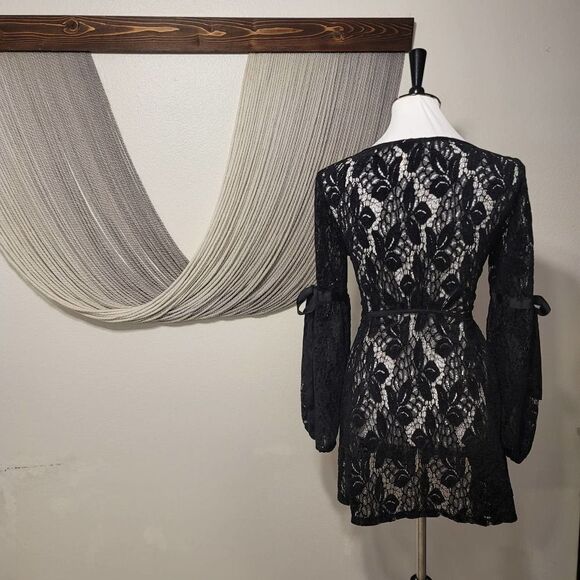 Free People Lace Peasant Balloon Sleeve Dress Sz S - Picture 5 of 7